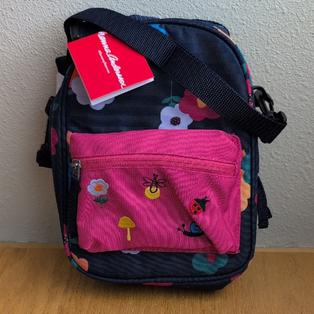 Hanna Andersson Kids Floral Insulated Lunch Bag - Pink and Black